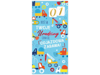 Kartka urodzinowa dla dzieci KZK DL WYMIENNE CYFRY nr.49 "Plac budowy"