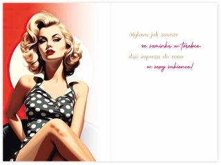 Kartka urodzinowa KZK B6 nr.22 Pin-up Girl "Jak wino z upywem lat coraz lepsza"