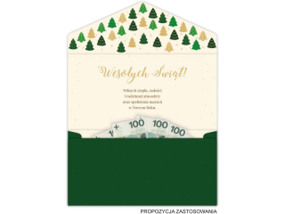 Koperta na pienidze KZK Boe Narodzenie DL nr.1 Choinki