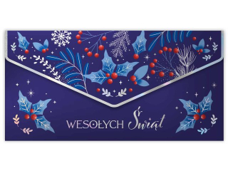 Koperta na pienidze KZK Boe Narodzenie DL nr.5 Zimowy ostrokrzew