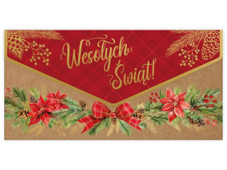 Koperta na pienidze KZK Boe Narodzenie DL nr.3 witeczna poinsecja