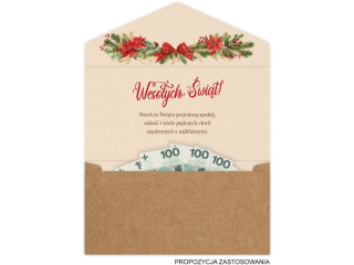 Koperta na pienidze KZK Boe Narodzenie DL nr.3 witeczna poinsecja