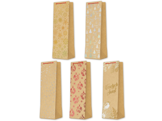 Torba prezentowa KZK na wino Kraft z�ocona