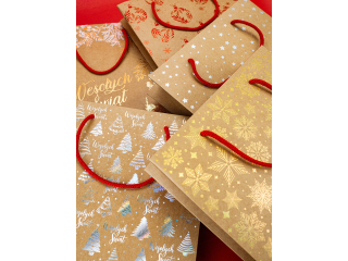 Torba prezentowa KZK na wino Kraft z�ocona