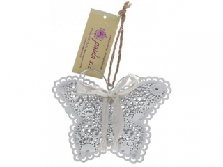 Motylek zawieszka PAULA 11cm bia�y ornament