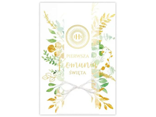 Kartka na Pierwsz� Komuni� KZK B6 LUX nr  4 dla Ch�opca, z�ocona