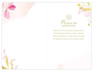 Kartka na Pierwsz� Komuni� KZK B6 LUX nr  1 dla Dziewczynki, z�ocona