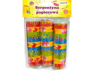 Serpentyna ALIGA papierowa do rzucania, wzór balony 3szt.