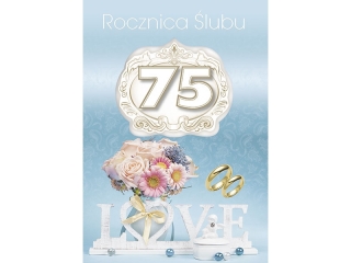 Kartki laurka LDG duża z gąbką zest. 466 "75 ROCZNICA ŚLUBU"