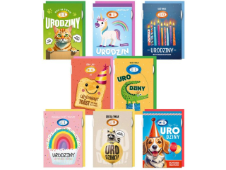 Kartki urodzinowe DELTA WB3URD z�ocone, Ustawiane cyfry