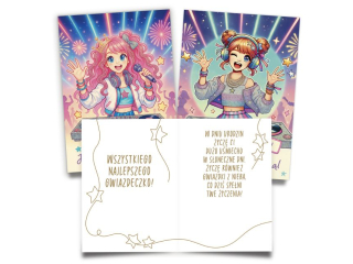 Kartki karnet DELTA WB1DD dla Nastolatek r�owe brokat