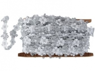 Koronka PAULA 10y 15mm bia�o-srebrne kwiatki