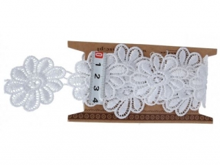 Koronka PAULA 1y 45mm bia�e kwiaty