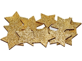 Dekoracje drewniane samoprzylepne wzr:gwiazdki  kolor: zoty  ilo: 12 szt