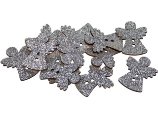 Dekoracje drewniane samoprzylepne wzr: Anioki kolor: srebrny  ilo: 12 szt