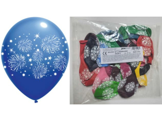 BALONY 10" Z NADRUKIEM WZR 2 - a25 mix kolorw "Fajerwerki"