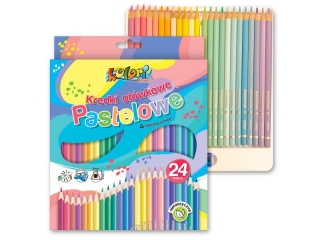 Kredki o��wkowe tr�jk�tne PENMATE Kolori Premium pastelowe 24 kolory +temper�wka