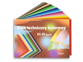 Blok techniczny kolorowy A4 30k. 170g KRESKA Elite