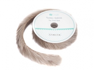 Ta�ma z futrem DPCRAFT 2,5cm x 2m be�owy