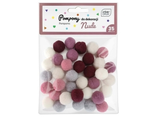 Pompony do dekoracji 35szt. NUDE