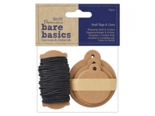 Zawieszki do prezent�w BARE BASIC Kraft x Cord 30szt.