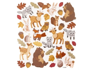 NAKLEJKI Z BROKATEM - LE�NE ZWIERZAKI, 38 SZT.