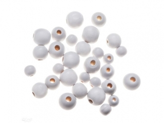 DREWNIANE KORALIKI, KULKI, 30 SZT., BIAE