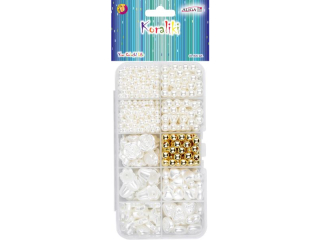 Zestaw koralików plastikowych PJ-1120 w pudełku, mix kształtów i kolorów, ok. 800szt.