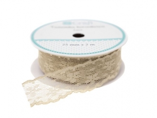 Tasiemka koronkowa DPCRAFT 2,5cm x 2m be�owa