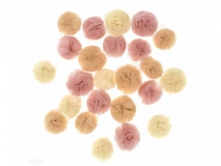 Pompony tiulowe DPCRAFT mix, 24 szt. Nude