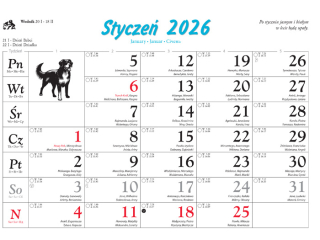 Kalendarz cienny rodzinny LUCRUM - Psy domowe 2026