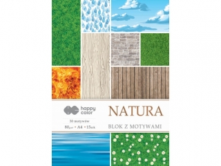 Blok z motywami HAPPY COLOR Natura 80g A4 15k. 30 motyw�w
