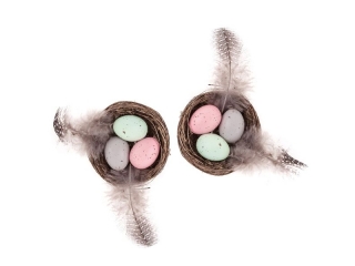 MINI GNIAZDKA DEKORACYJNE 5,5 CM, 2 SZT., JAJKA I PI�RKA [opakowanie=10szt] WLK-DLP