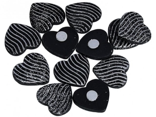 Serduszka metalowe na przylepcu z brokatem PAULA