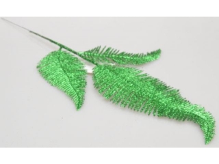 Li�cie z brokatem zielone 35 cm