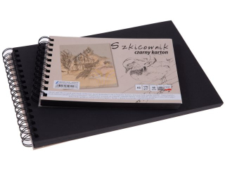Szkicownik na spirali czarny karton KRESKA A5 60k. 170g