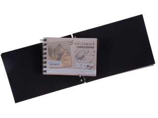 Szkicownik na spirali czarny karton KRESKA A6 60k. 170g