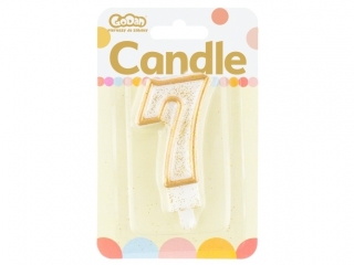 �wieczka cyferka "7", z�oty kontur