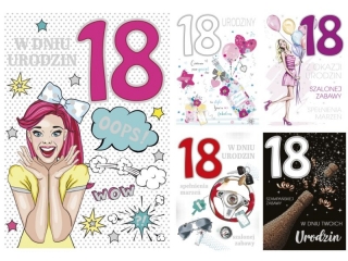 Kartki laurka B6GE-excl.z gąbk Urodziny 18-stka zest.699 grafika - Chłopak , Cyfry