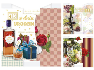 Kartki laurka B6S - składana z cyframi na paskach Urodziny zest. 751 Butelki - Foto , kobiece
