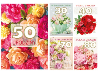 Kartki laurka B6GE-excl.z gąbk Urodziny zest. 582 kwiaty