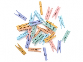 Mini klamerki drewniane DPCRAFT 3 cm, 30 szt. Rainbow