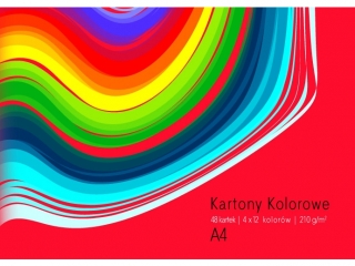 Kartony kolorowe A4-48 k 12 kol 210 g