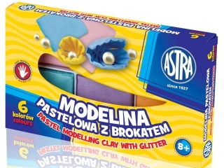 Modelina pastelowa z brokatem ASTRA 6 kolor�w