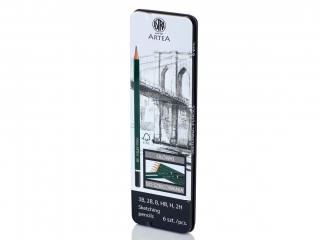O��wki grafitowe ASTRA Artea do szkicowania w metalowym pude�ku 6szt.