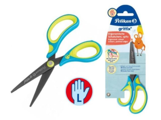 Nożyczki PELIKAN Griffix ergonomiczne spiczaste blue 14,5cm - DLA LEWORĘCZNYCH