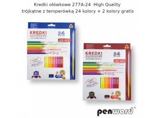 Kredki o��wkowe PENWORD high quality tr�jk�tne z temper�wk� 24+2kolory gratis