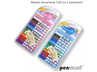 Mazaki dmuchane PENWORD 728-12 12 kolor�w z szablonami
