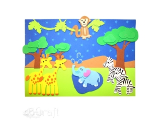 Naklejki 3D z pianki DPCRAFT Zwierz�tka safari 12szt.