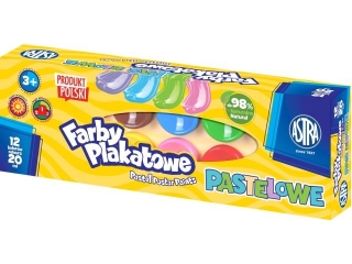 Farby plakatowe ASTRA pastelowe 12 kol x 20ml STANDARD BOX